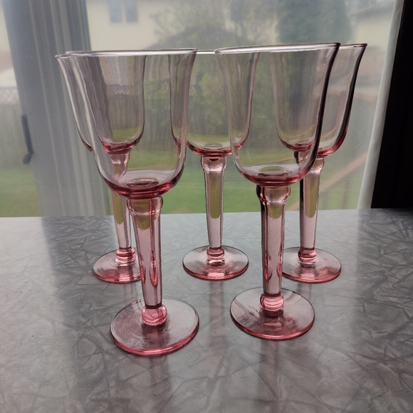 5  🩷 Pink hand blown glass 🍷 Wine or water Goblets | 8 oz Mexico / Spain style - Picture 12 of 14